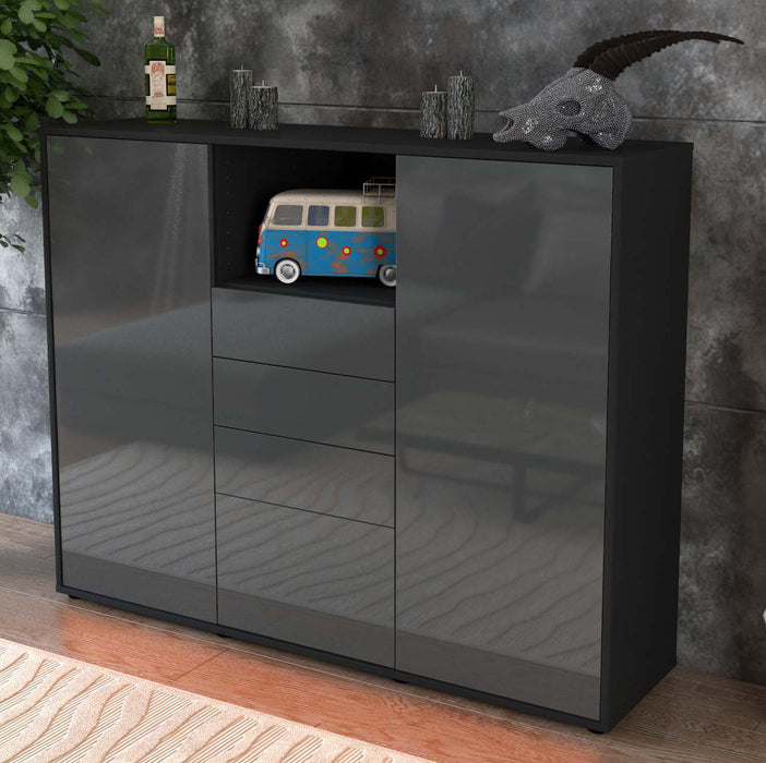 Highboard Rebecca, Grau Studio (136x108x35cm) - Dekati GmbH