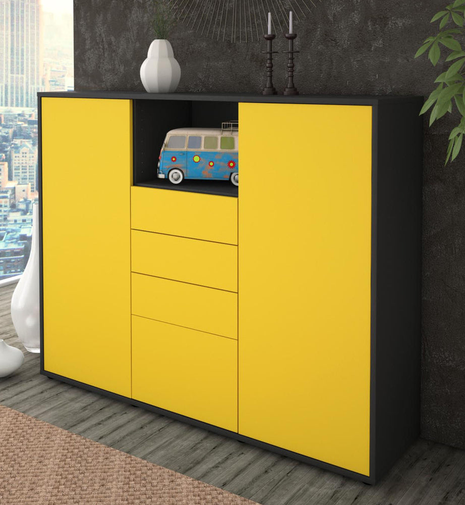 Highboard Rebecca, Gelb Studio (136x108x35cm) - Dekati GmbH