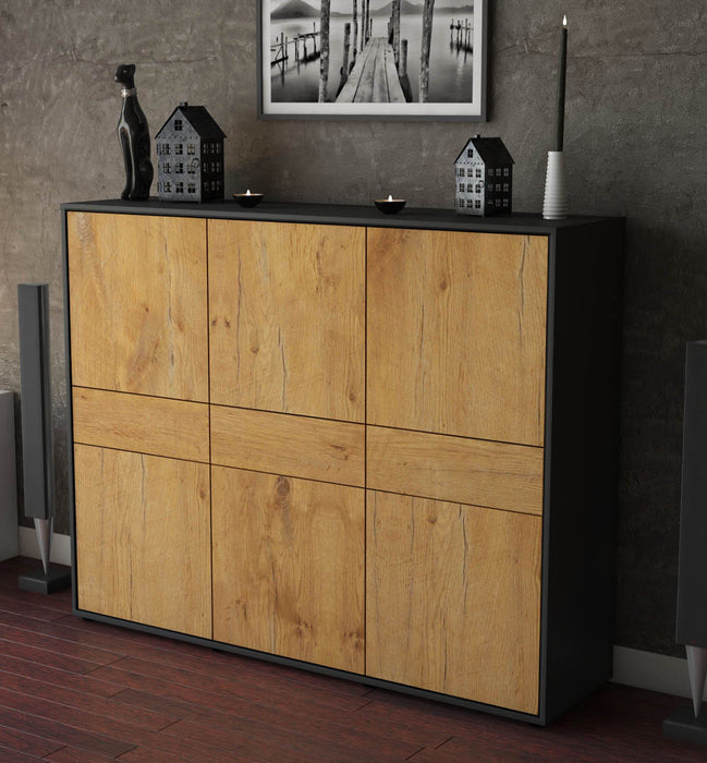 Highboard Saphira, Eiche Studio (136x108x35cm) - Dekati GmbH