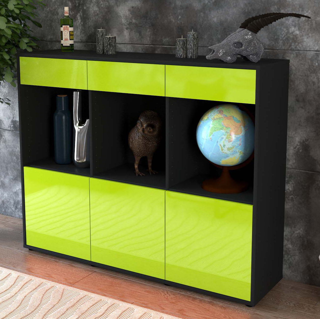 Highboard Selina, Grün Studio (136x108x35cm) - Dekati GmbH