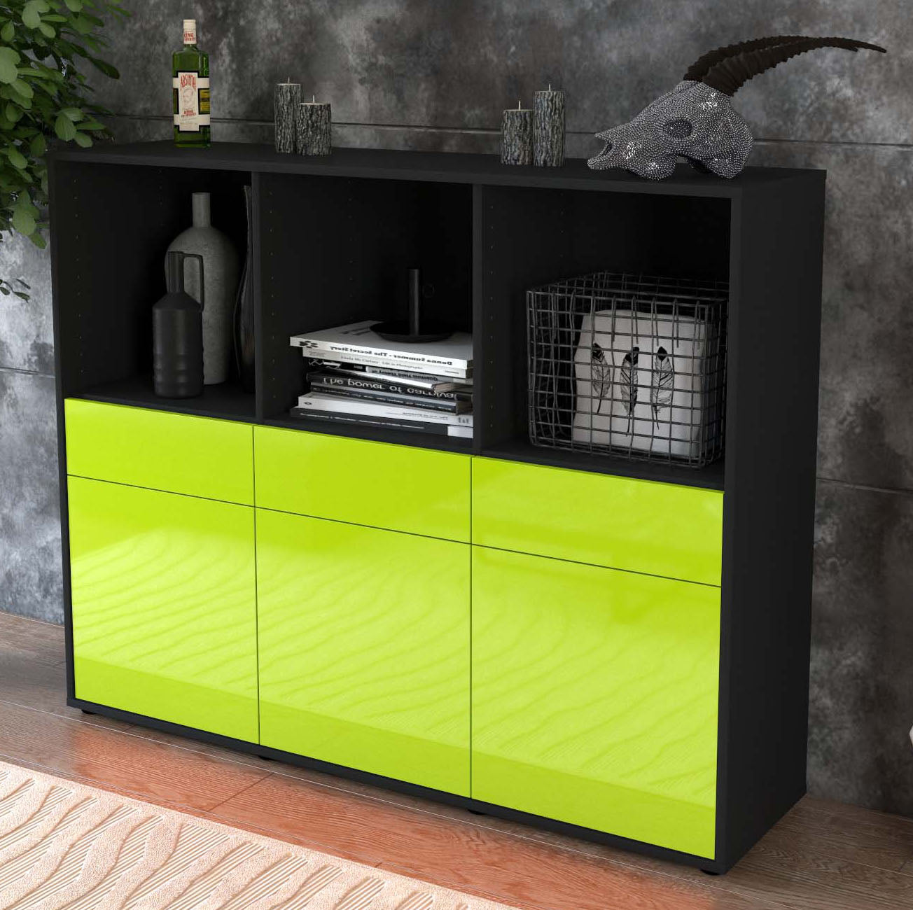 Highboard Selma, Grün Studio (136x108x35cm) - Dekati GmbH