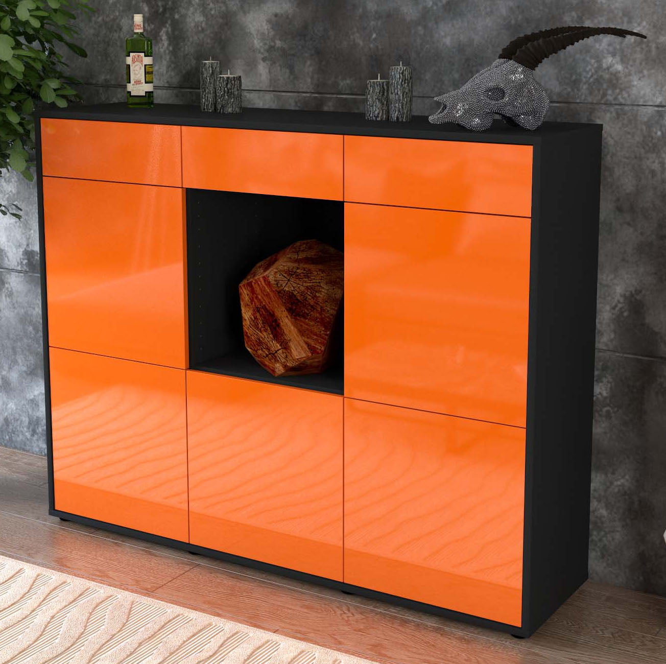 Highboard Serafina, Orange Studio (136x108x35cm) - Dekati GmbH