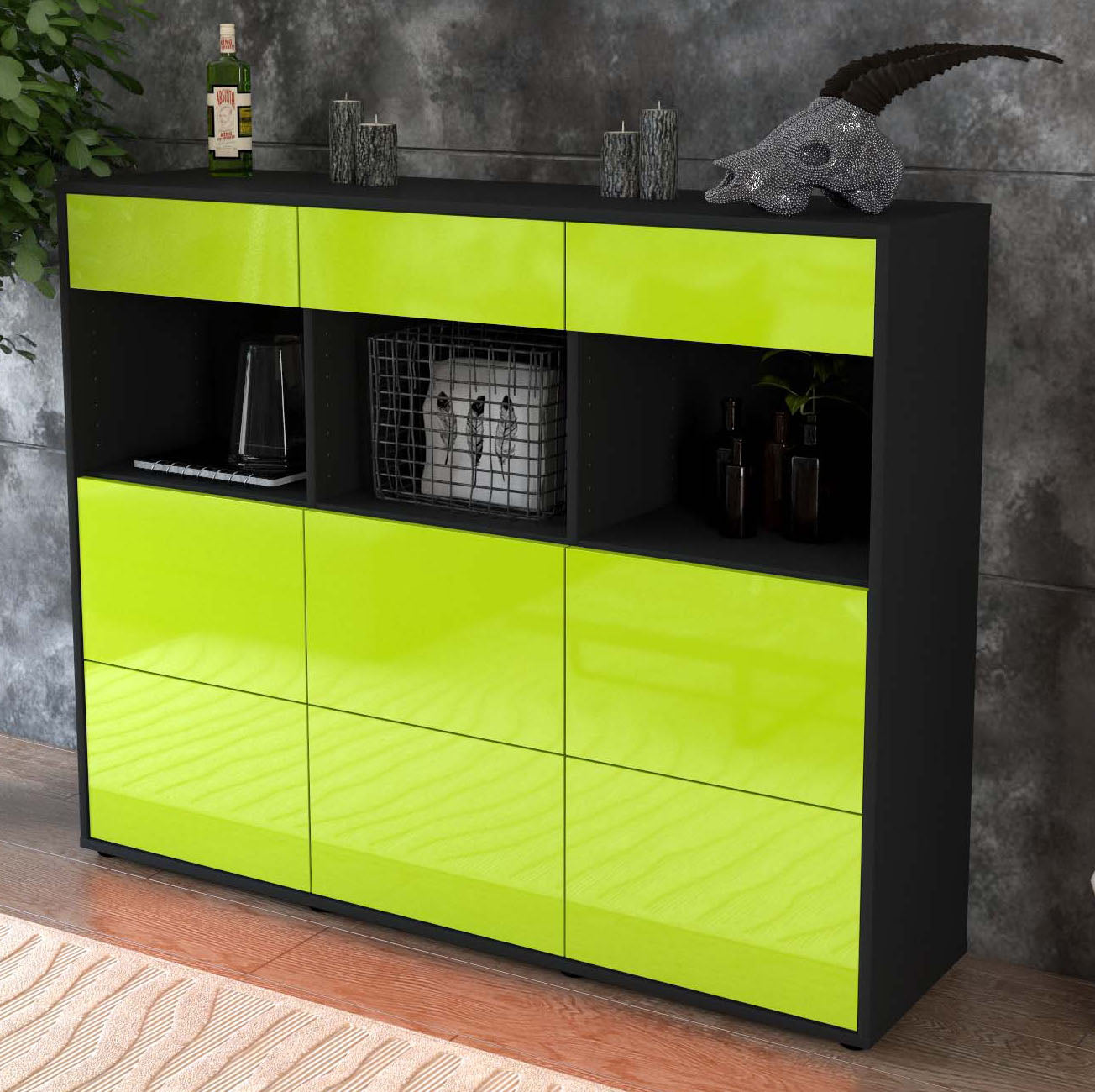 Highboard Stella, Grün Studio (136x108x35cm) - Dekati GmbH