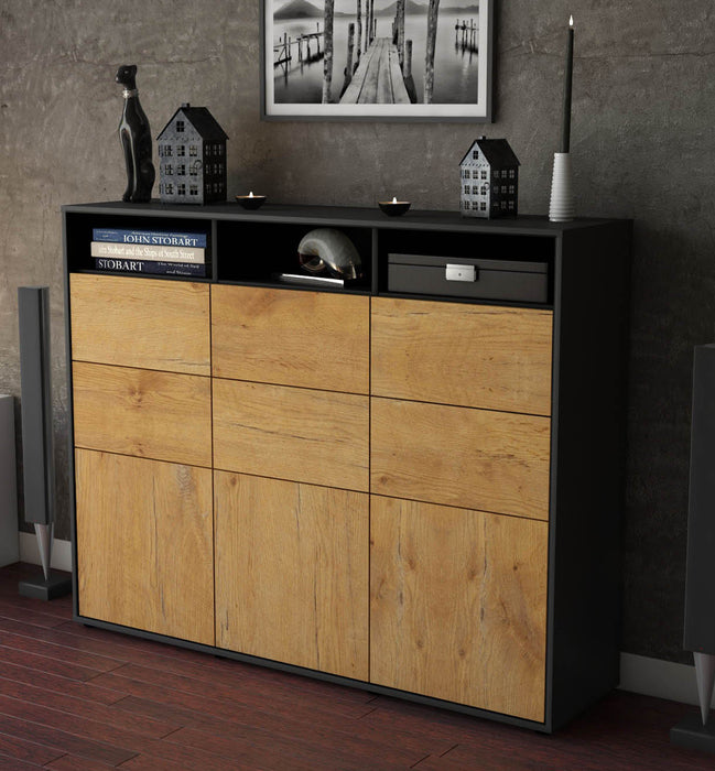 Highboard Tatiana, Eiche Studio (136x108x35cm) - Dekati GmbH