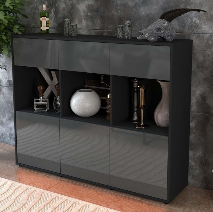 Highboard Tessa, Grau Studio (136x108x35cm) - Dekati GmbH