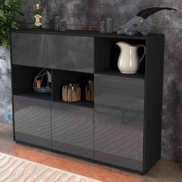 Highboard Valenzia, Grau Studio (136x108x35cm) - Dekati GmbH