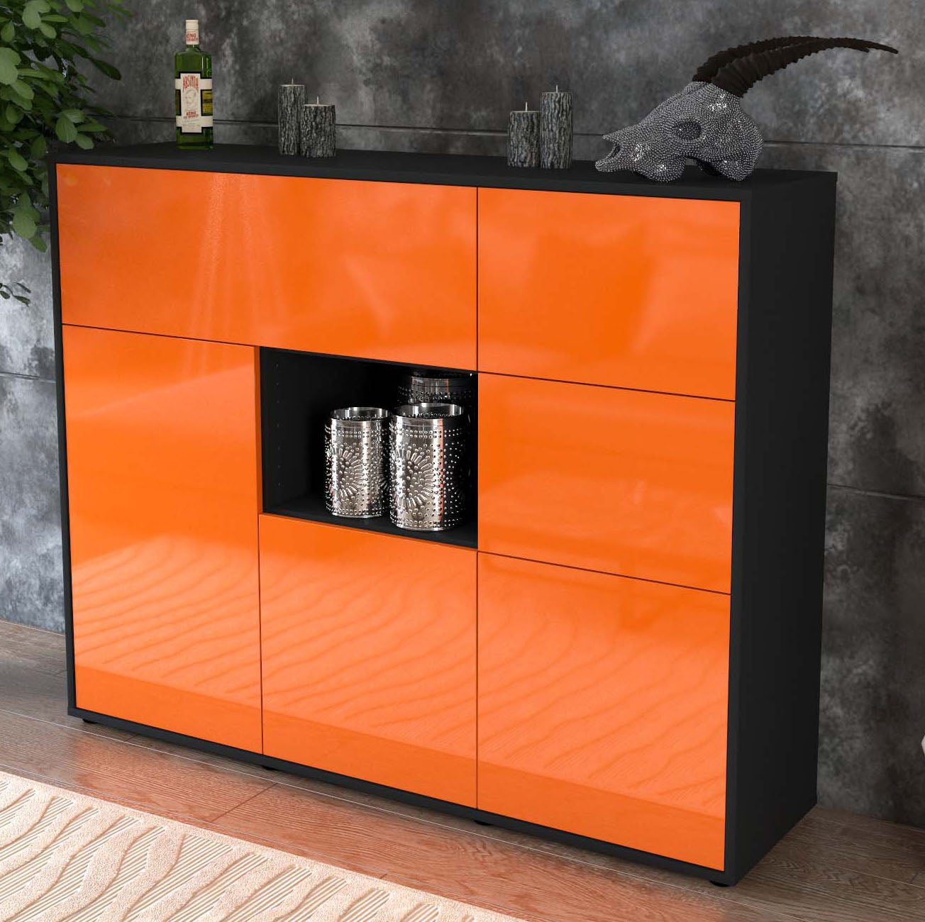 Highboard Verena, Orange Studio (136x108x35cm) - Dekati GmbH