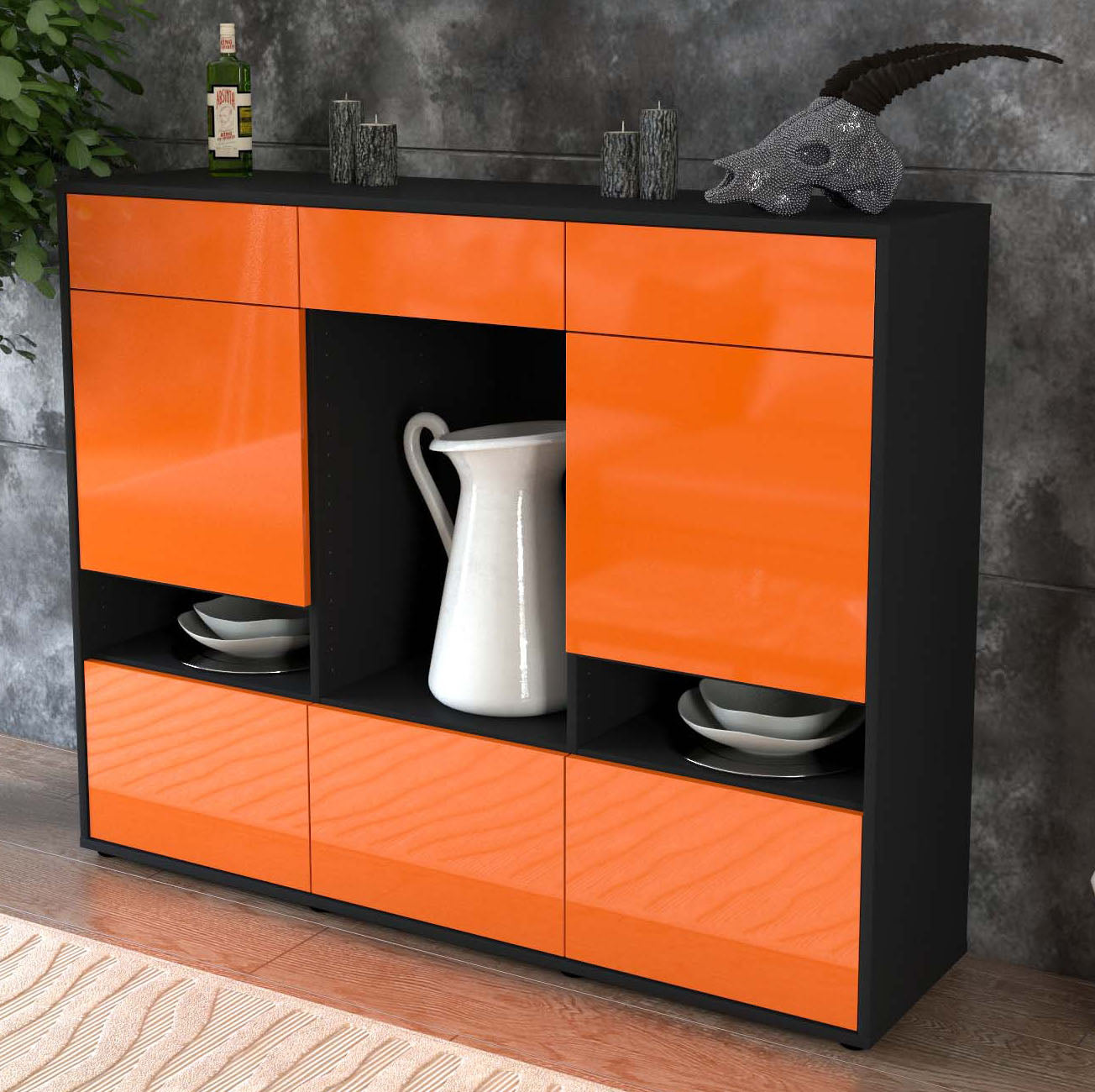 Highboard Viola, Orange Studio (136x108x35cm) - Dekati GmbH