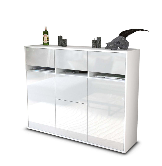 Highboard Neda, Weiß Seite (136x108x35cm) - Dekati GmbH