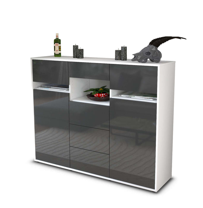 Highboard Nella, Grau Seite (136x108x35cm) - Dekati GmbH