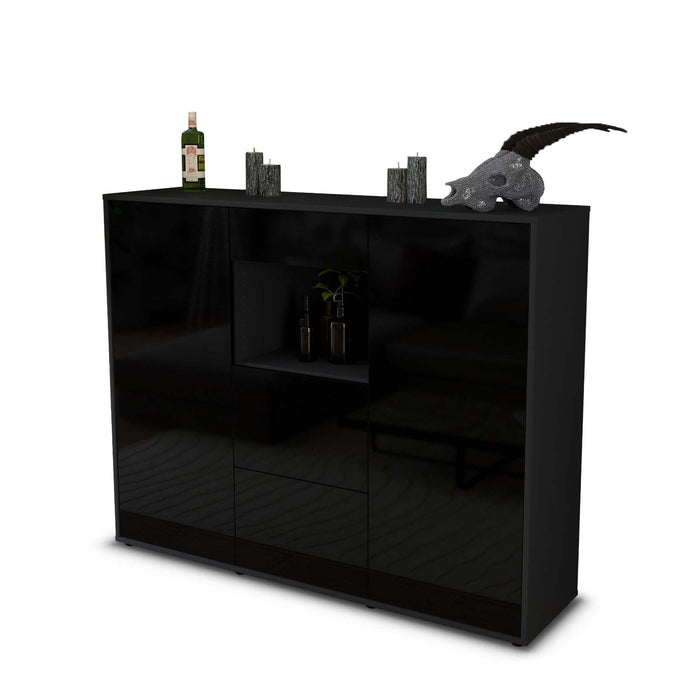 Highboard Rachelle, Schwarz Seite (136x108x35cm) - Dekati GmbH