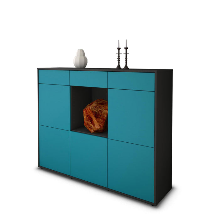 Highboard Serafina, Türkis Seite (136x108x35cm) - Dekati GmbH