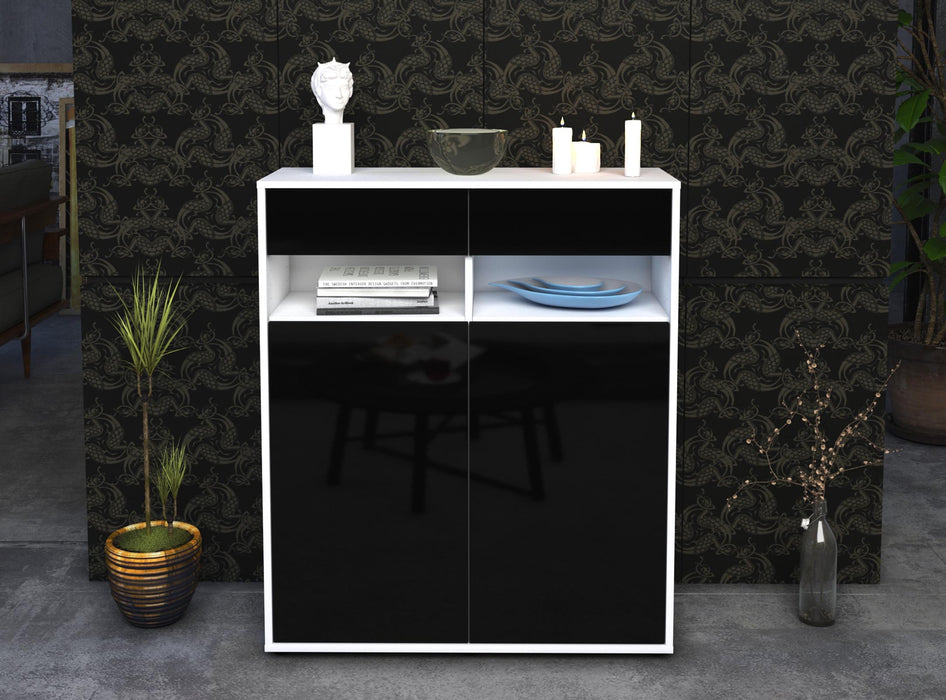 Highboard Ignazia, Schwarz Front (92x108x35cm) - Dekati GmbH