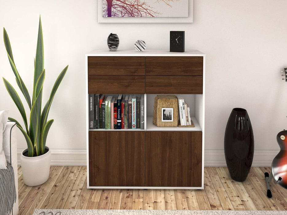 Highboard Joelina, Walnuss Front (92x108x35cm) - Dekati GmbH