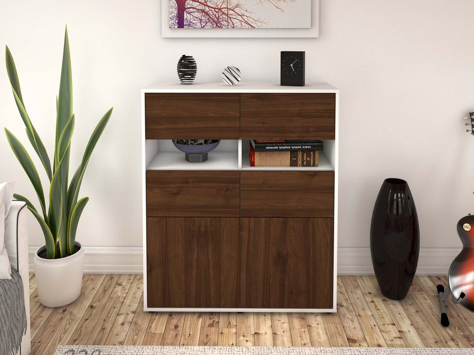 Highboard Karlotta, Walnuss Front (92x108x35cm) - Dekati GmbH