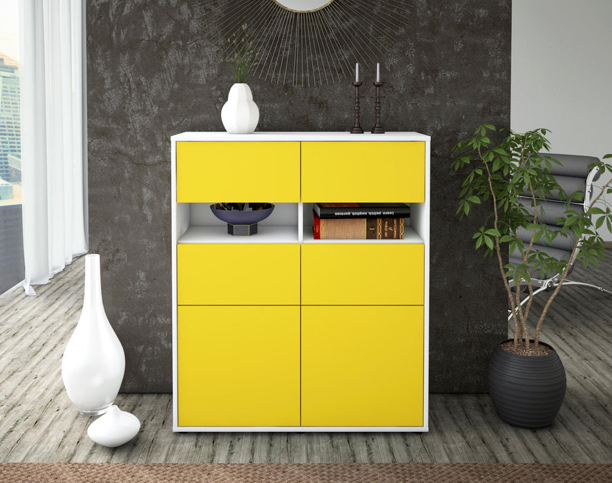 Highboard Karlotta, Gelb Front (92x108x35cm) - Dekati GmbH