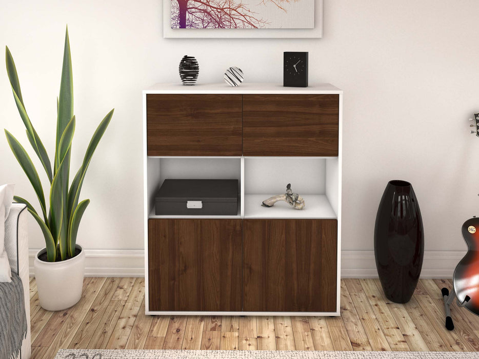 Highboard Katyna, Walnuss Front (92x108x35cm) - Dekati GmbH