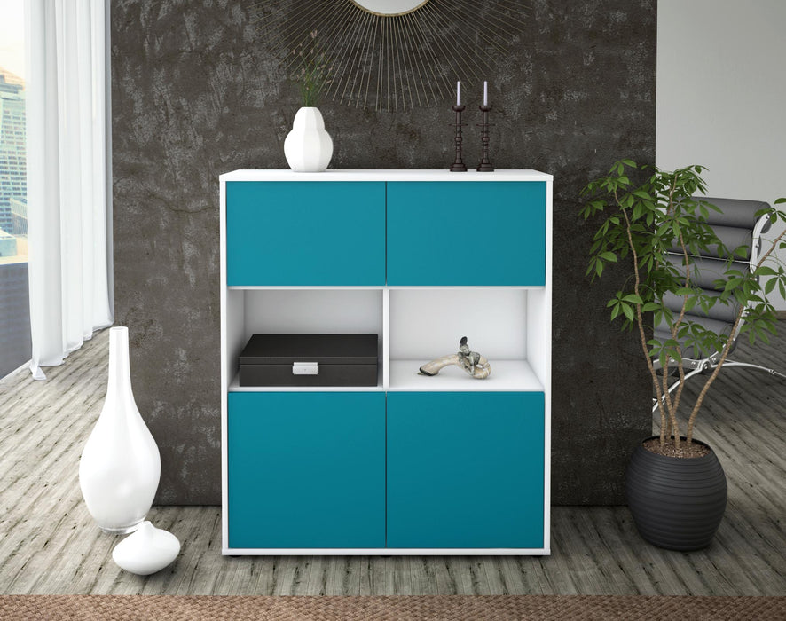 Highboard Katyna, Türkis Front (92x108x35cm) - Dekati GmbH