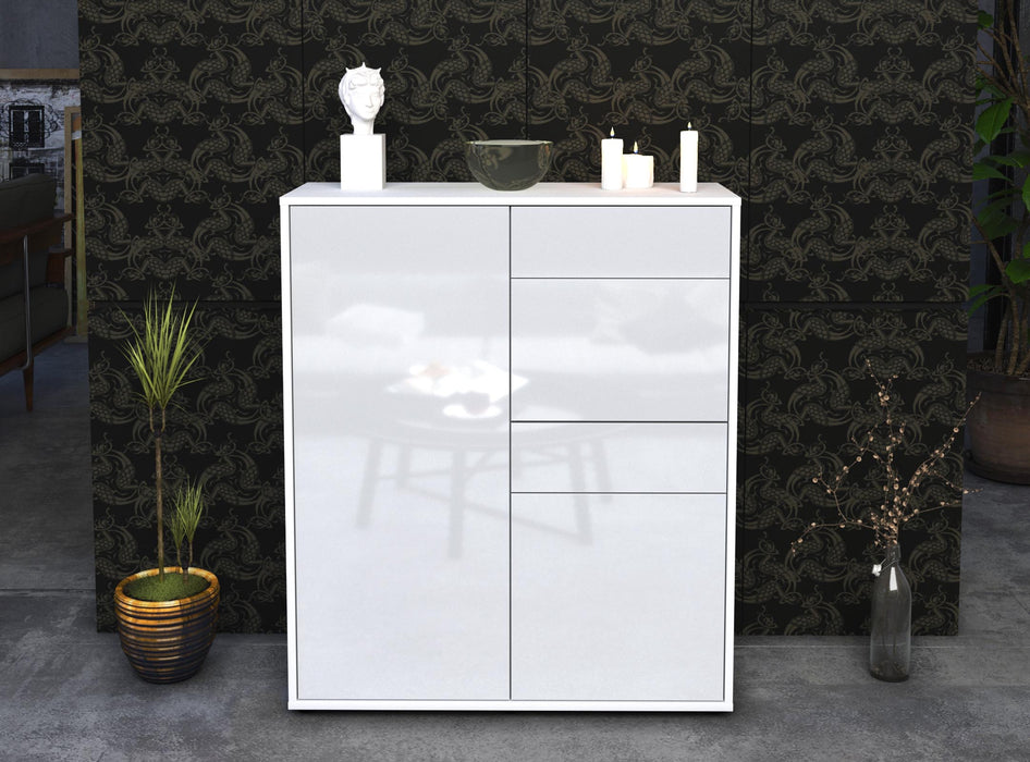 Highboard Laetitia, Weiß Front (92x108x35cm) - Dekati GmbH