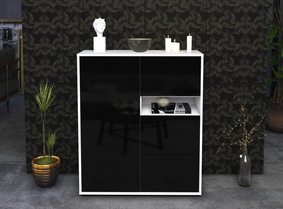 Highboard Leana, Schwarz Front (92x108x35cm) - Dekati GmbH