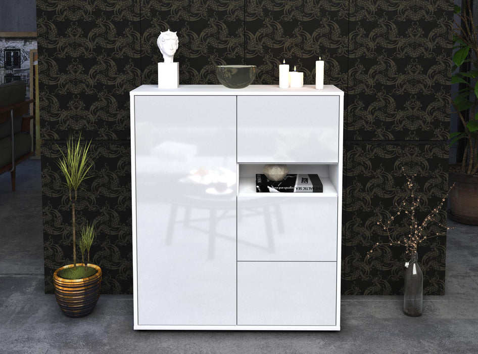 Highboard Leana, Weiß Front (92x108x35cm) - Dekati GmbH