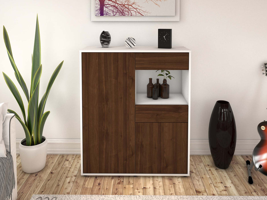 Highboard Leoni, Walnuss Front (92x108x35cm) - Dekati GmbH