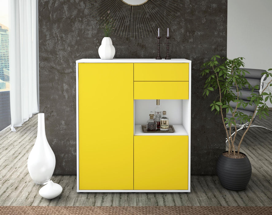 Highboard Lilia, Gelb Front (92x108x35cm) - Dekati GmbH