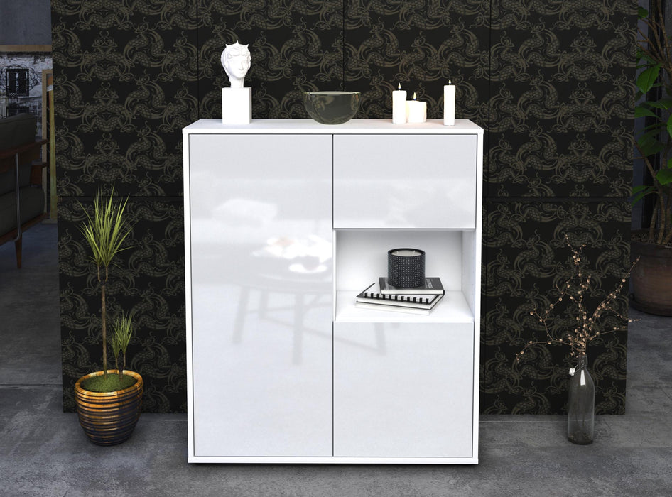 Highboard Liridona, Weiß Front (92x108x35cm) - Dekati GmbH