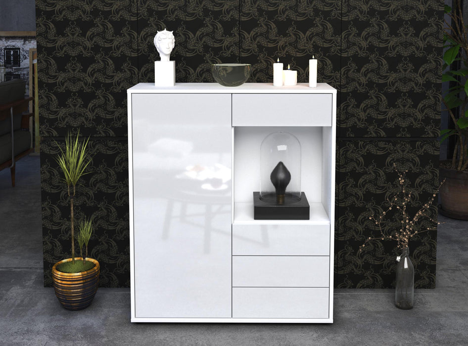 Highboard Lorella, Weiß Front (92x108x35cm) - Dekati GmbH