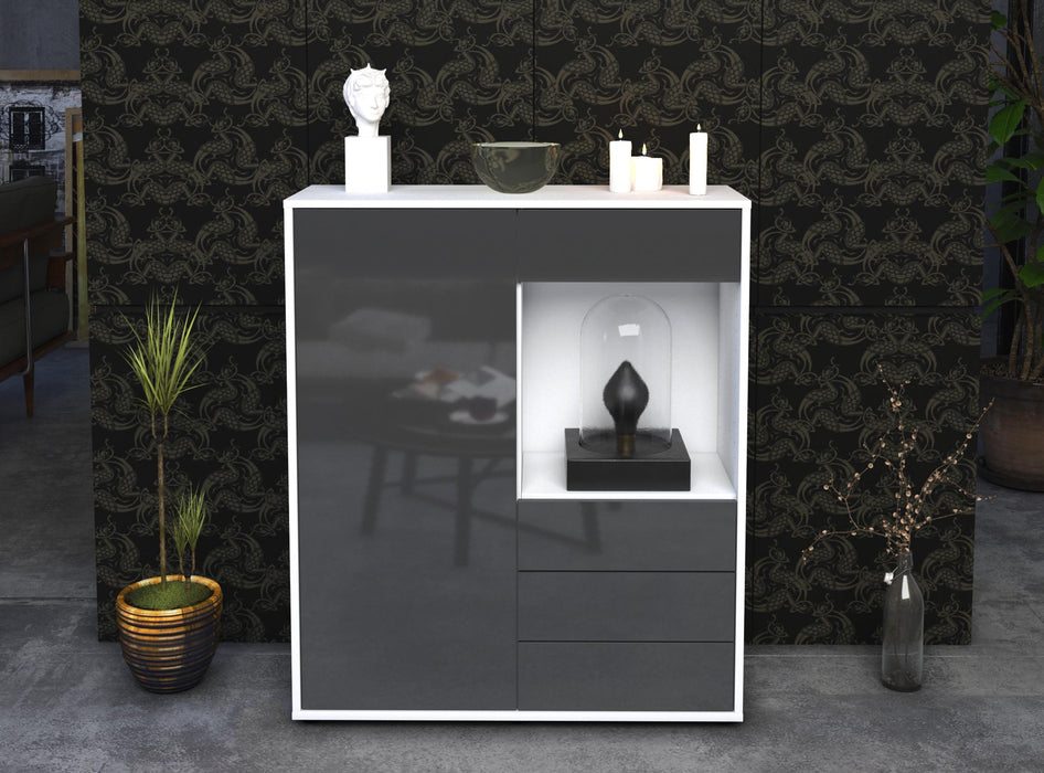 Highboard Lorella, Grau Front (92x108x35cm) - Dekati GmbH