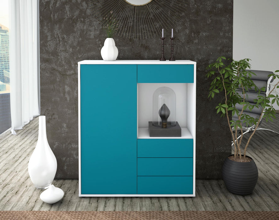 Highboard Lorella, Türkis Front (92x108x35cm) - Dekati GmbH