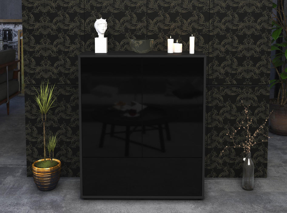 Highboard Grazia, Schwarz Front (92x108x35cm) - Dekati GmbH