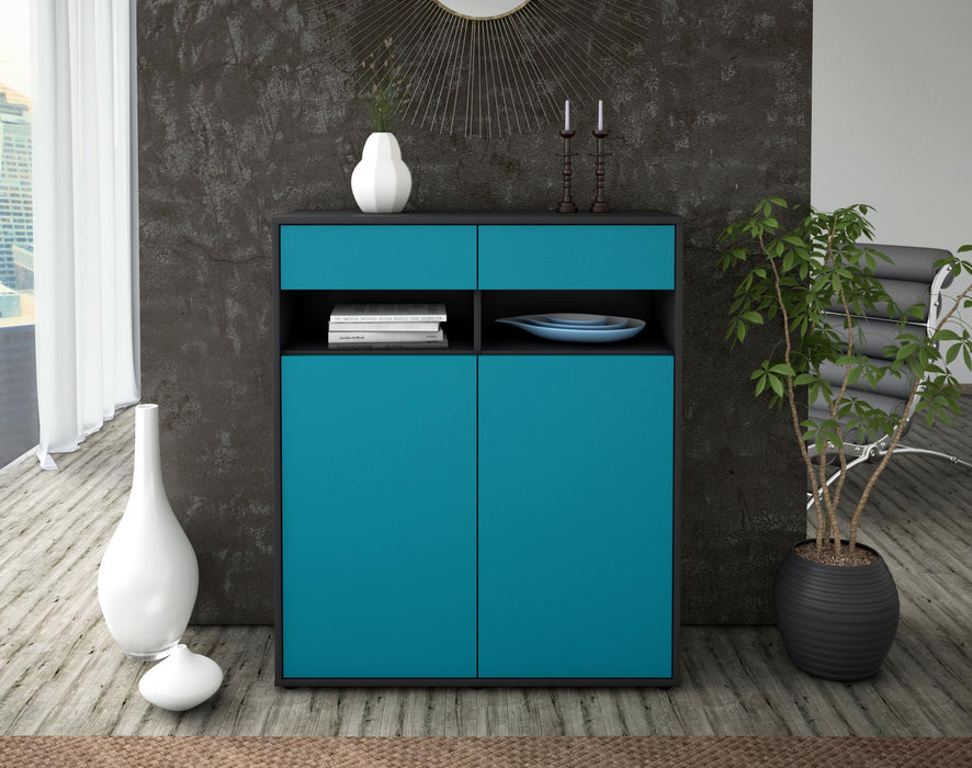 Highboard Ignazia, Türkis Front (92x108x35cm) - Dekati GmbH