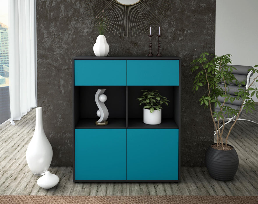 Highboard Imogen, Türkis Front (92x108x35cm) - Dekati GmbH