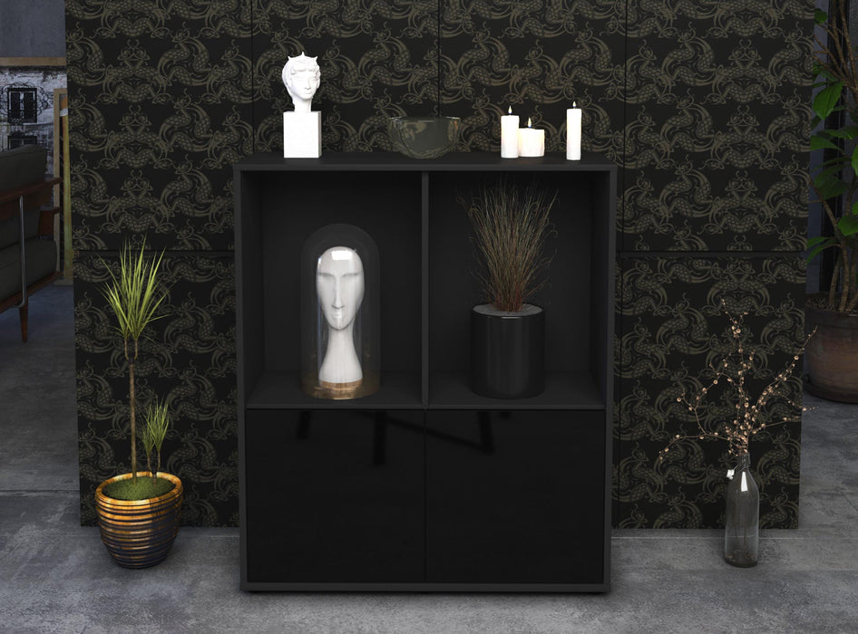 Highboard Ivona, Schwarz Front (92x108x35cm) - Dekati GmbH