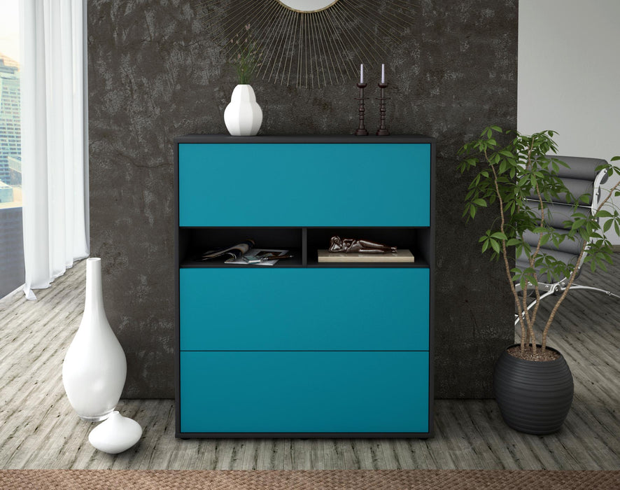 Highboard Janine, Türkis Front (92x108x35cm) - Dekati GmbH