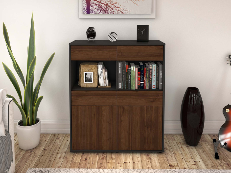 Highboard Jolanda, Walnuss Front (92x108x35cm) - Dekati GmbH