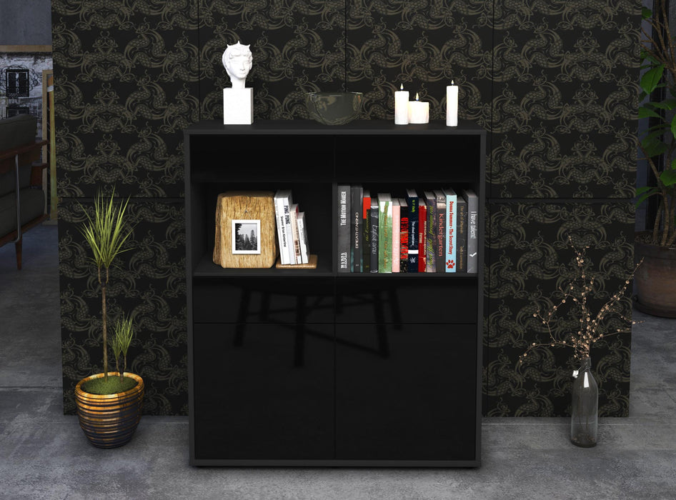 Highboard Jolanda, Schwarz Front (92x108x35cm) - Dekati GmbH