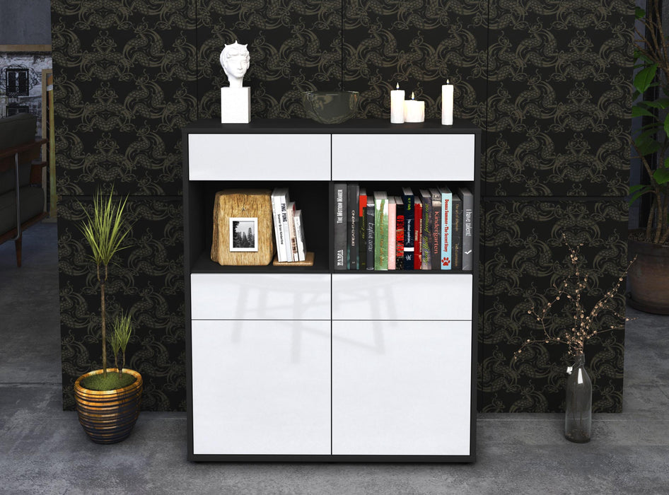 Highboard Jolanda, Weiß Front (92x108x35cm) - Dekati GmbH