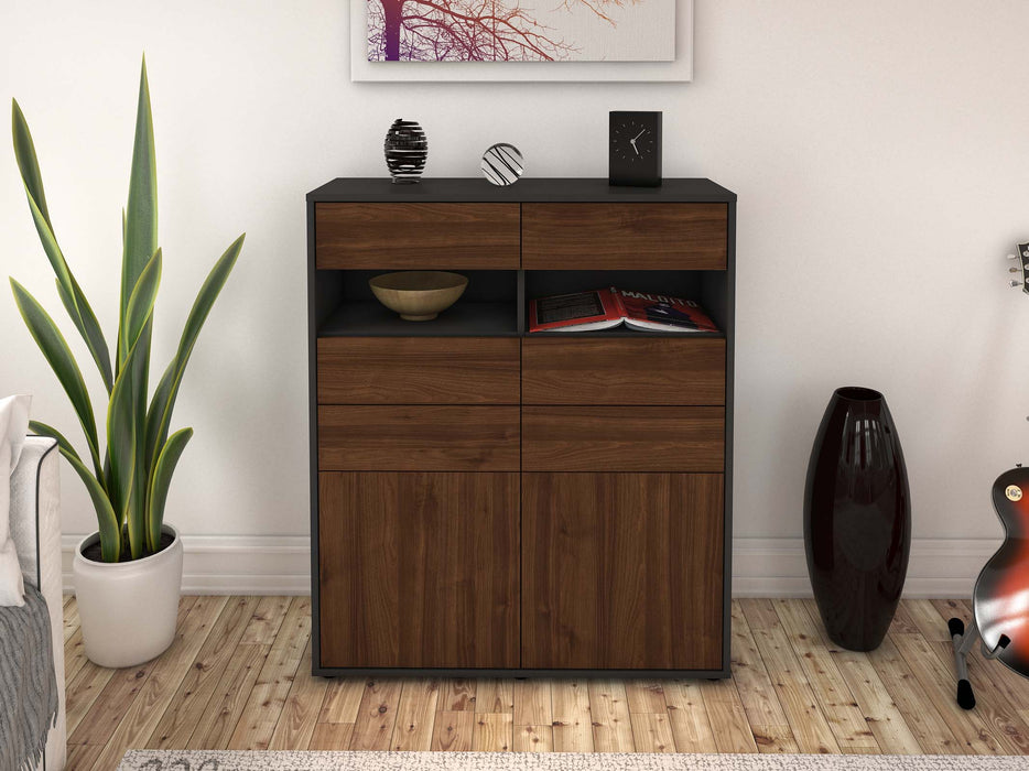 Highboard Jolina, Walnuss Front (92x108x35cm) - Dekati GmbH