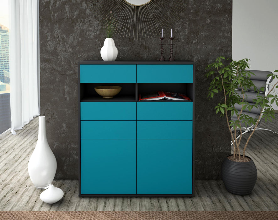 Highboard Jolina, Türkis Front (92x108x35cm) - Dekati GmbH