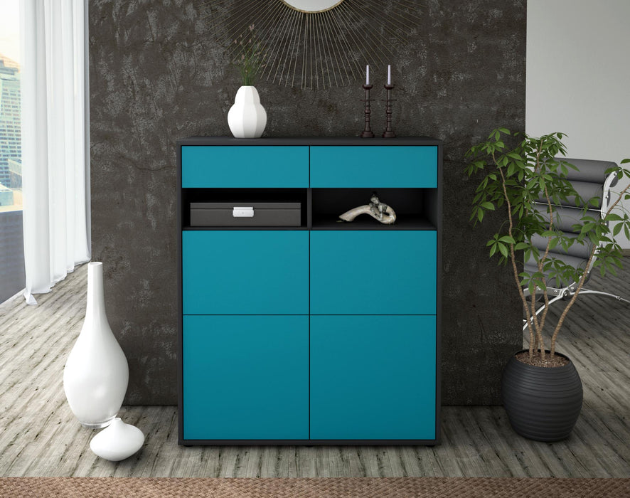 Highboard Juliana, Türkis Front (92x108x35cm) - Dekati GmbH