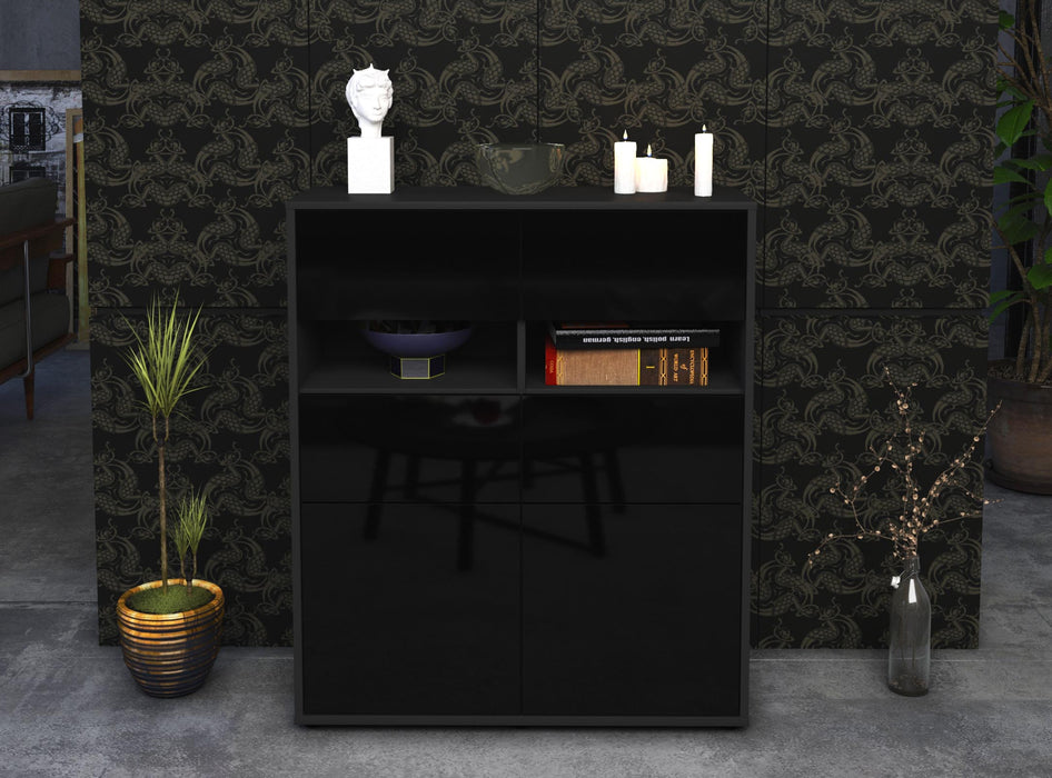 Highboard Karlotta, Schwarz Front (92x108x35cm) - Dekati GmbH