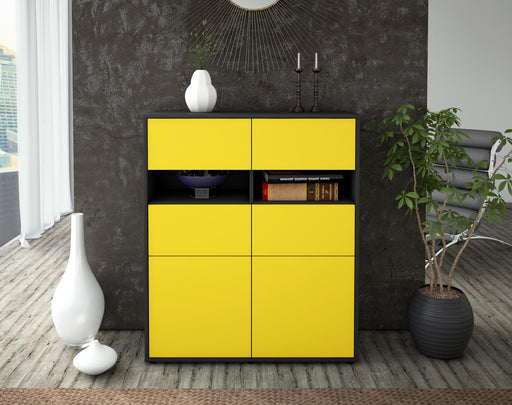 Highboard Karlotta, Gelb Front (92x108x35cm) - Dekati GmbH