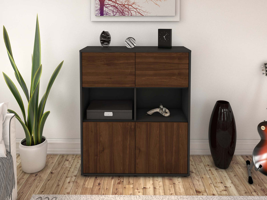 Highboard Katyna, Walnuss Front (92x108x35cm) - Dekati GmbH