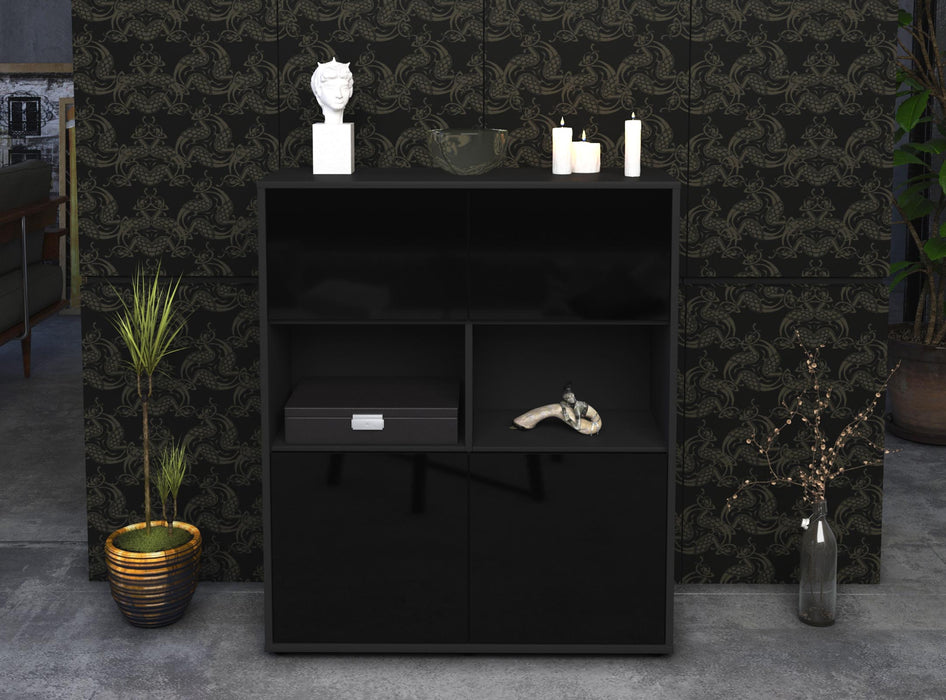 Highboard Katyna, Schwarz Front (92x108x35cm) - Dekati GmbH