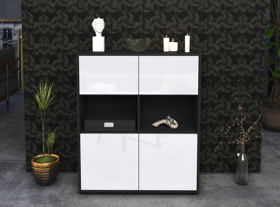 Highboard Katyna, Weiß Front (92x108x35cm) - Dekati GmbH