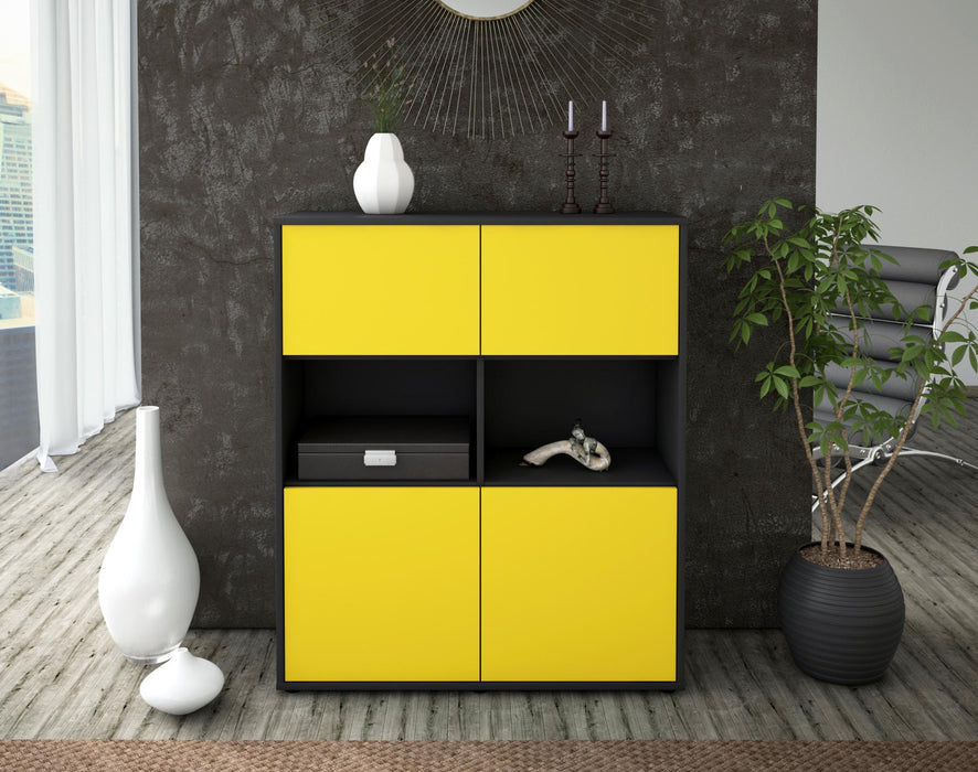 Highboard Katyna, Gelb Front (92x108x35cm) - Dekati GmbH