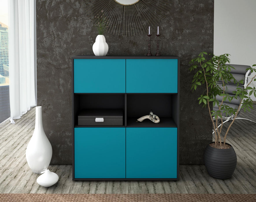 Highboard Katyna, Türkis Front (92x108x35cm) - Dekati GmbH