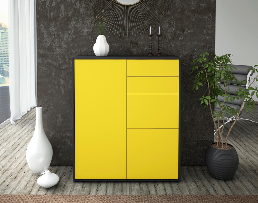 Highboard Kira, Gelb Front (92x108x35cm) - Dekati GmbH